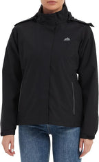 MOERDENG Women's Waterproof Rain Jacket Lightweight Raincoat Hooded Hiking Jacket Softshell Windbreaker