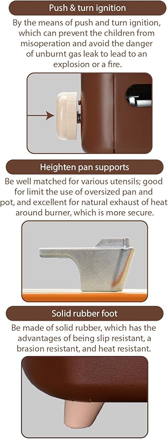 Maxsun Latte Series Mini Gas Stove with Magnetic Locking System (Choco)