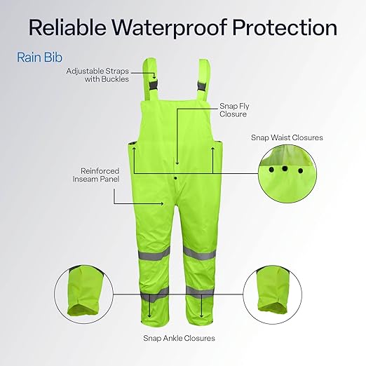Global Glove Unisex-Adult Standard Reflective Rainwear, Hi-Vis Yellow, Size Small