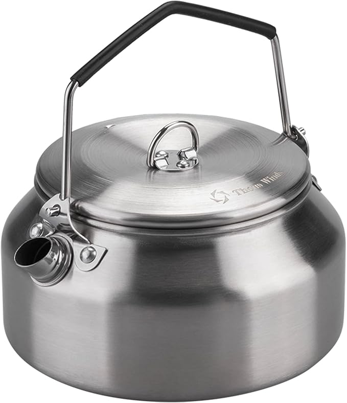 Camping Kettle 1Liter, Camp Tea Coffee Pot Stainless Steel Outdoor Hiking Kettle Pot Lightweight Durable Camping Tea Kettle