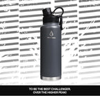 Stainless Steel Sports Water Bottle with Straw Lid Dustproof, 3 Lids, 24/32/40/64 oz BPA Free Vacumm Insulated Water bottle, Leakproof and Sweat Free, Perfect for The Go - 40 Oz Grey