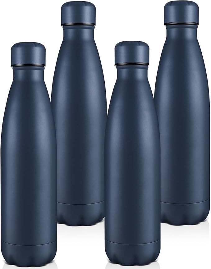 Volhoply 25oz Insulated Water Bottles Bulk 1/2/4 Pack, Metal Sports Water Bottles, Keeps Cold & Hot, BPA Free Leakproof Bottle (Nvay,4 Pack)