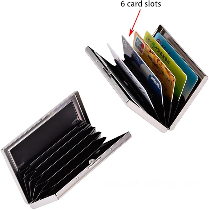 EASTNIGHTS RFID Credit Card Holder for Women and Men, Stainless Steel Credit Card Wallet for Holding Debit Card and ID Card (Gold)