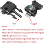 10pcs Pack Black 5/8" Compass Flint Scraper Fire Starter Whistle Buckle Plastic Paracord Bracelet Outdoor Camping Emergency Survival Travel Kits #FLC158-FWC(Black)