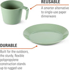 GSI Outdoors Cascadian 1 Person Table Set I 6-Piece Camping, Backpacking Mess Kit, Plastic BPA Free, Plate, Bowl, Mug, Cup & Cutlery Set