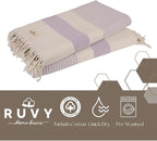 Ruvy Home Basics 2 Pack Turkish Beach Towels – Oversized Quick-Dry Bath Towels (40 x 72 Inches) – 100% Cotton Large Towels for Pool, Yoga, Travel, Camping Essentials, and Bathroom Decor - Lavender