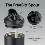 Owala FreeSip Tumbler Insulated Stainless Steel Water Bottle with Built-in Straw and Side Handle, For Travel, Work, School, and Sports, 40oz, BPA Free, Leak Proof, Very, Very Dark