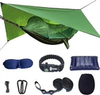 Camping Hammock with Mosquito Net and Rain Fly - Travel Hammock Bug Net - Hammock Tent for Outdoor Hiking Backpacking Travel Camping Accessories and Camping Gear… Military Green