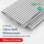 King Pillow Cases Set of 2 - Ultra Soft Hotel Quality Pillowcase Covers - Comfy Cozy Bedding for Women, Men, Kids & Teens - Machine Washable Pillow Protectors - 2 Pieces Set - King Size Grey Stripes
