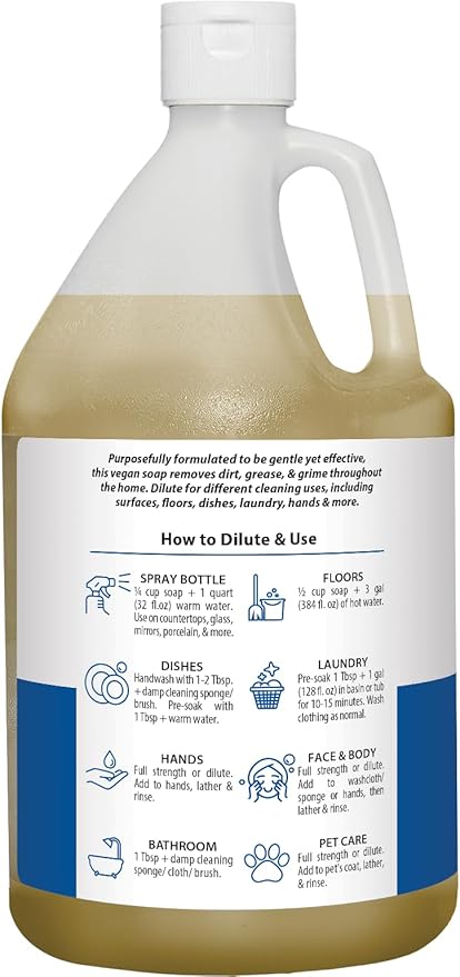 HARRIS Multi-Purpose Pure Castile Soap, Made with Olive, Coconut, and Pine Tree Oil, Uses for Cleaning Face, Body, Hand, Hair, Home, Dishes, and Laundry
