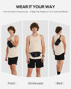 WATERFLY Lightweight Small Fanny Pack: 1.5L Mini Slim Crossbody Waist Belt Hip Bag with RFID Blocking, Anti-Theft & Water Resistant Pouch for Women Men Travel Hiking Running Walking EDC