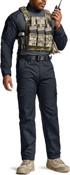 CQR Men's Flex Ripstop Tactical Pants, Water Resistant Stretch Cargo Pants, Lightweight EDC Hiking Work Pants