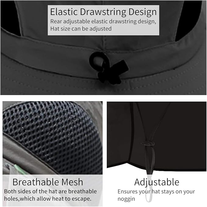 Sun Blocker Hats Outdoor Sun Protection Fishing Cap with Neck Flap Large Brim Outdoor Hat