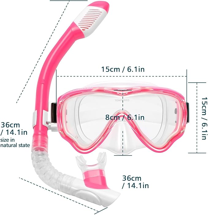 Snorkeling Set for Kids, Full Dry Snorkeling Mask Set for Adults, Anti-Fog Protection, Unisex,HD Panoramic View, Snorkeling Gear for Kids 4-14 Age
