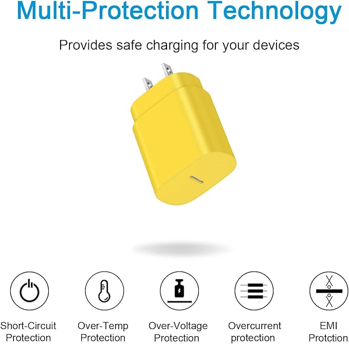 Type C Charger Fast Charging USBC Charger Block 25W Super Fast Wall Chargers for Galaxy S25 S24 S23 S22 S21/S21 Ultra/S20/S20 Ultra/Note 20 Ultra,Android Chargers(Yellow)