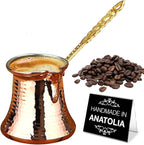 Hakan Turkish Coffee Pot | Stove Top Water Boiler, Coffee Maker, Butter, Chocolate & Milk Warmer | Even and Quick Heat with Handcrafted Copper Material | Coffee Gifts Idea, 13.2 Oz (390 cc)