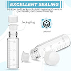 Baderke 4 Pcs Liquid Medicine Travel Container Scale Glass Liquid Containers Small Single Dose Medicine Bottles Dispenser and Leak-proof Plug Travel Essentials Accessories(Clear,15ml)