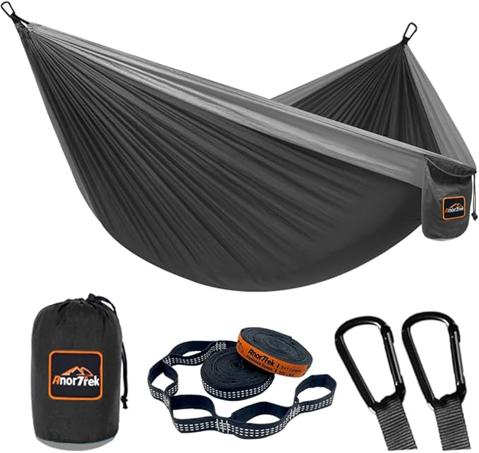 Camping Hammock, Super Lightweight Portable Parachute Hammock with Two Tree Straps Single or Double Nylon Travel Tree Hammocks for Camping Backpacking Hiking