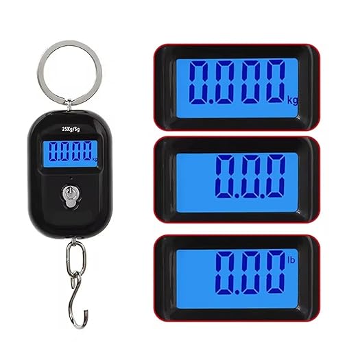Luggage Weight Scale, 8pcs 25kg/5g Portable Hanging Scale Mini LCD Digital Scale for Fishing Luggage Travel Weighting Electronic Scale,for Travel(Red)