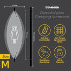 Durable Hammock 400 lb Capacity, Nylon Camping Hammock Chair - Double or Single Sizes w/Tree Straps and Attached Carry Bag - Portable for Travel/Backpacking/Beach/Backyard (Medium, Blue & Light Blue)