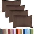 Pillowcases - Ultra Soft Hotel Quality Pillowcase Covers - Comfy, Cozy & Wrinkle Free - Shrinkage and Fade Resistant - Machine Washable Pillow Protectors - (Queen, Brown, 4 Piece Set)