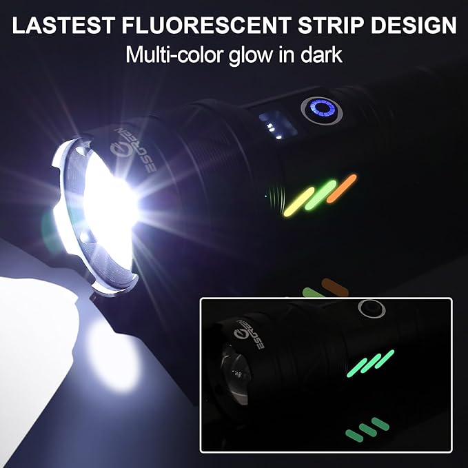 Rechargeable Flashlights 2000 High Lumens, Long Range 5000ft, Super Bright LED Flashlight USB C, High Powerd Multi-Functional Heavy Duty Strong Flash Light High Beam, for Emergency Security Camping