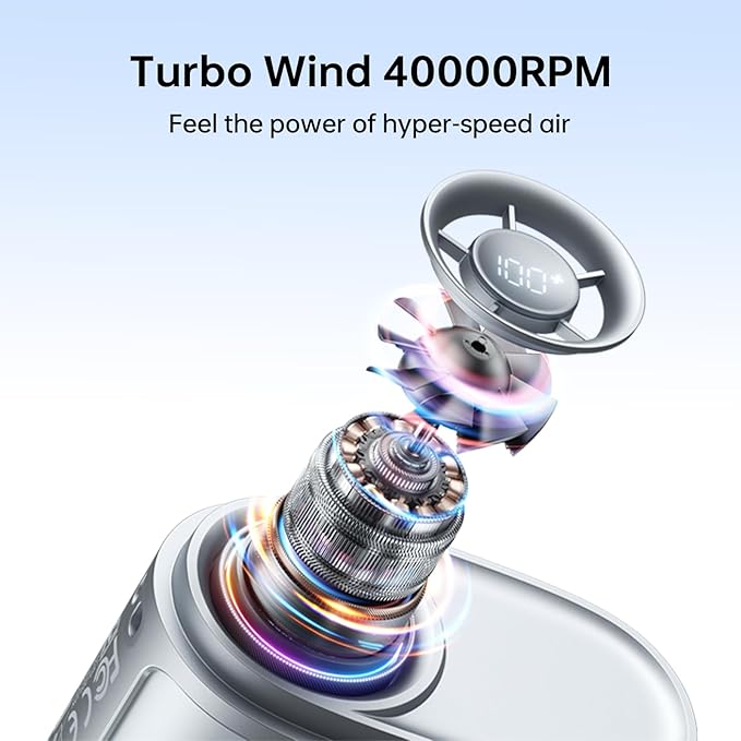 JISULIFE Portable Waist Fan, 100 Speed 40000RPM Cooling, Mini Personal Handheld Wearable Neck Fan, 16H 4500mAh USB Battery with LED Display, Lightweight for Outdoor, Travel, Cmaping Gifts- Black