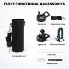 Insulated Water Bottle 20 oz, Triple Wall Vacuum Stainless Steel (Cold for 48 Hrs), Leak Proof & Non-BPA, Kids Water Bottle Jug for School with Straw Spout Lids, Indigo/Black