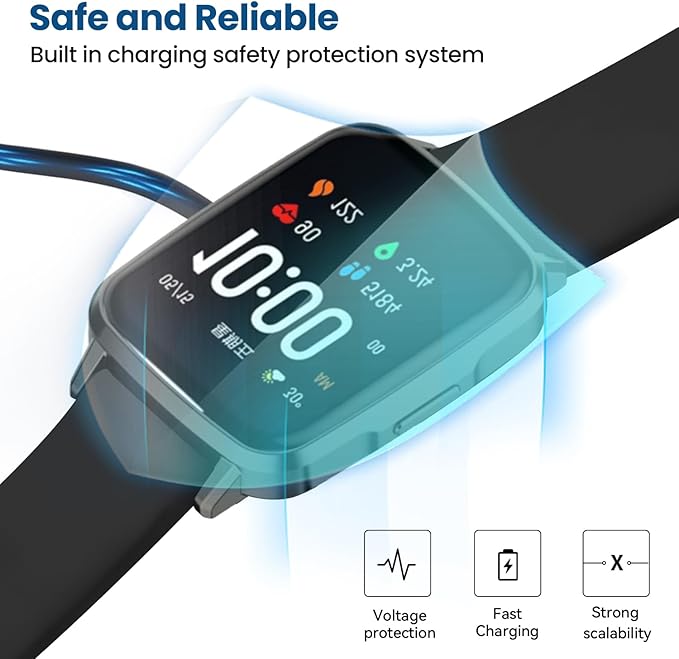 Smart Watch Chargers Compatible for FITVII HM78 HM68 HM58 HM57 H56, Popglory P22, Iaret I18, Morepro HM78, Parsonver SR1 Replacement Charging Cable 60cm (Black)