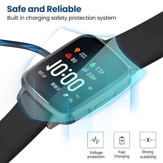 RuenTech Compatible with Tensky 208 Plus BT/208 Plus/208BT, IDW28, IDW19, GTX12 Smart Watch Charger, 3.3FT Replacement Charging Cable for Tensky Smart Watch Charger (Black&Black)