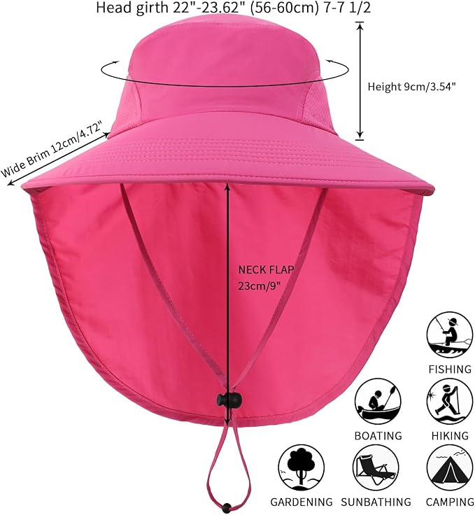 Home Prefer Outdoor UPF50+ Sun Hat Wide Brim Mesh Fishing Hat with Neck Flap