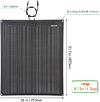 Lensunsolar 100W 12V ETFE Flexible Solar Panel, 33.5x28in, PERC 9BB 23.5%+ Efficiency Mono Solar Cells, for Campers, RVs, Boats, Tent