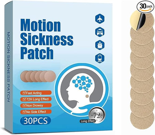 (2026 New) Motion Sickness Patches Non-Drowsy, 100% Natural Motion Sickness Patch(Efficient– Lasts 72 Hours)-for Car Airplane Ship Altitude Sickness(Travel Essentials)-for Adults and Kids(30 Count)