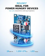 LM2596 DC-DC Buck Power Converter Module, Adjustable Voltage Regulator 4-40V to 1.25-37V Buck Converter with LED Voltmeter Display (Pack of 6)