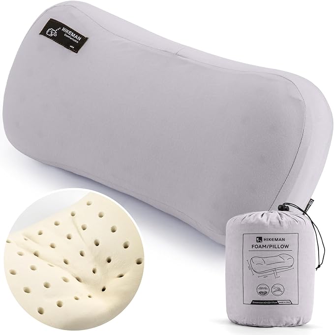 HIKEMAN Camping Memory Foam Pillow - Ultralight Washable Camping Essentials Backpacking Travel Pillow for Outdoor Camp, Sport, Airplanes, Hiking(Grey)