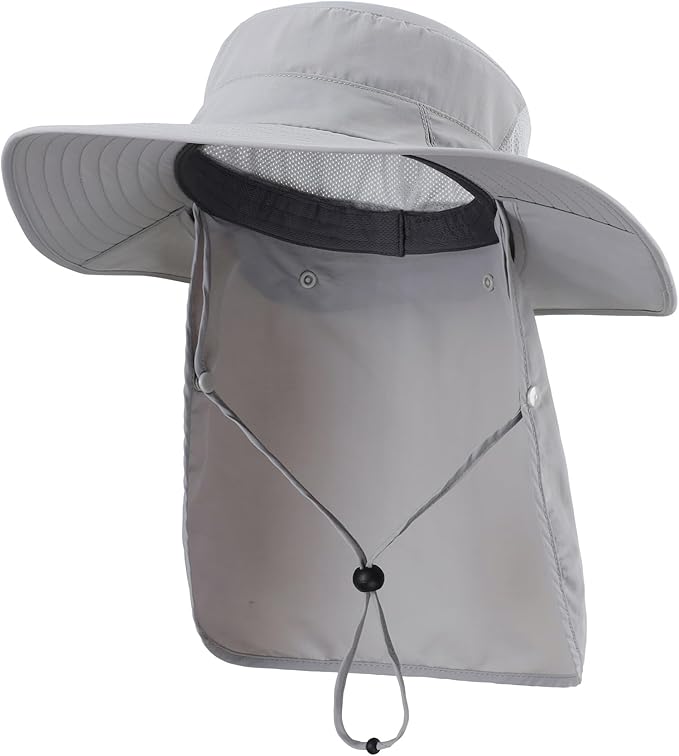 Home Prefer UPF 50+ Sun Hats for Men Women Wide Brim Fishing Hat with Neck Flap Summer Safari UV Protection Bucket Hat