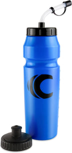 Cannon Sports 1 Liter Sports Water Bottle, BPA-Free, 34 Oz Capacity, Large Mouth, 2 lids (Straw and Squeeze), Great For Helmet Sports Such As Hockey, Lacrosse, Football, Boxing (Royal Blue)