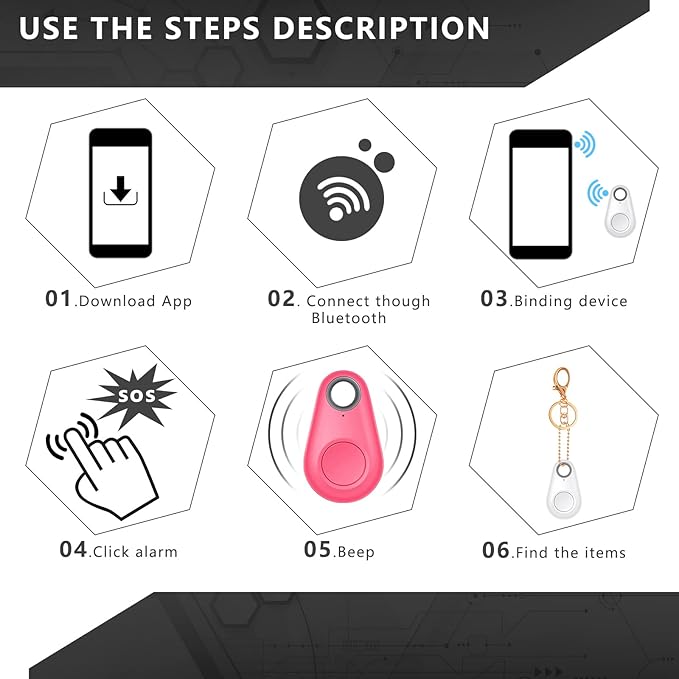 Konohan 8 Pack Key Finder Locator Anti Lost GPS Tracker Wireless Anti Lost Alarm Sensor Device Finder Mini Pet GPS Tracker for Locating Phone Keys Wallets Luggage Item, 5 Colors