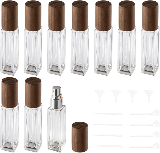 Perfume Atomizer, Glass Perfume Container,Travel Bottle Refillable, Empty Portable Leakproof Frangrance Spray Bottle (10pcs 10ml/0.3oz)