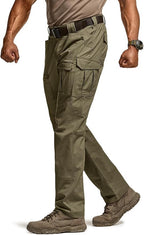 CQR Men's Flex Ripstop Tactical Pants, Water Resistant Stretch Cargo Pants, Lightweight EDC Hiking Work Pants