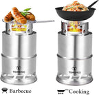 TOMSHOO Portable Folding Windproof Wood Burning Stove Compact Stainless Steel Alcohol Stove Outdoor Camping Hiking Backpacking Picnic BBQ