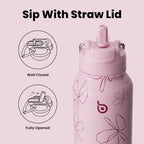 BOTTLE BOTTLE 32oz Insulated Water Bottle Stainless Steel Sport Water Bottle with Straw Dual-use Lid Design for Gym with Pill Box