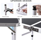 Folding Camping Table, 36''L x24''W Camp Aluminum Table with Adjustable Height Legs, Indoor Outdoor Lightweight Portable Folding Dining Table for Camp Picnic Beach 3Ft black 2 Heights 15"/28"）