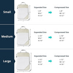 Compression Packing Cubes 3 Set, Compressible Space-Saving Packing Cubes for Travel - Compression Bags, Luggage Organizer, Travel Essentials for Women, Beige