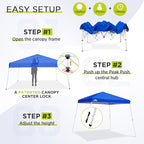 EAGLE PEAK 11x11 Slant Leg Pop-up Canopy Tent Easy One Person Setup Instant Outdoor Beach Canopy Folding Portable Sports Shelter 11' x 11' Base 9' x 9' Top (Blue)