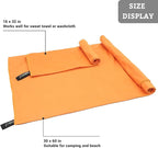 Rainleaf 2 Pack Microfiber Quick Dry Travel Towel, Super Absorbent Ultra Compact Lightweight Camping Towel for Gym, Hiking, Pool, Yoga - Orange
