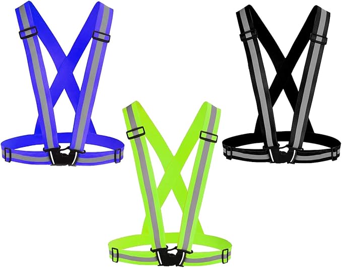 Reflective Vest Running Gear 3Pack, Adjustable Safety Vests High Visible Reflective Belt Straps