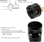 (5PACK) ETL Listed 90 Degree USA Canada Male Plug Nema 5-15P 3 Pole Angle DIY Plug, 15A 125V USA 3Pin Right Angle AC Plug
