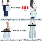 Fishboy Upgraded Square Collapsible Stool, 400lb Max Weight, Lightweight But Sturdy, Portable Retractable Folding Telescoping Foldable Camping Stool for Adults Outdoor Fishing Hiking Travel BBQ