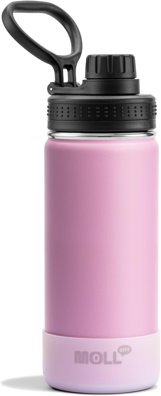 Water Bottle with Spout Lid-18 oz Stainless Steel Vacuum Insulated Wide Mouth Sports Flask-Reusable Metal Leak Proof Travel Water Bottle for Girls, BPA-Free(Purple Pink)